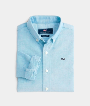 Camisas Vineyard Vines Oxford Solid Shirt Niños Turquesa | XVI-836179