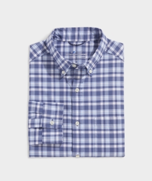 Camisas Vineyard Vines Plaid On-The-Go brrrº Shirt Hombre Ocean Splash | HZL-973860