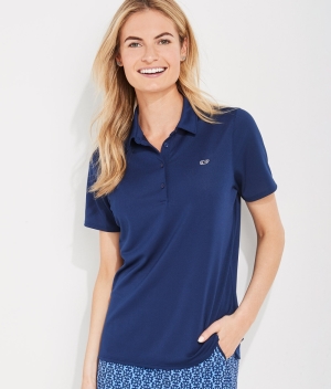 Camisas Vineyard Vines Solid Pique Polo Mujer Azules | XUF-562194