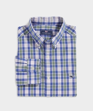 Camisas Vineyard Vines Stretch Poplin Check Shirt Hombre Rosas | FHB-568194