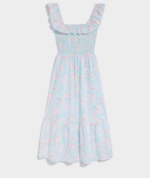 Dresses Vineyard Vines Cay Floral Smocked Midi Vestido Mujer Cay Floral - Island Paradise | IYW-423760