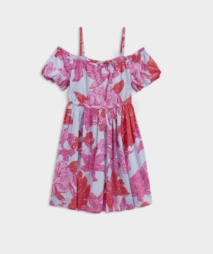 Dresses Vineyard Vines Kentucky Derby Off-Shoulder Vestido Niños Roses and Posies - Paradise Punch | EMG-206874