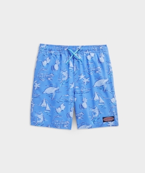 Nadar Vineyard Vines Printed Chappy Swim Trunks Niños Turquesa | HFP-318569