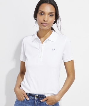 Polos Vineyard Vines Classic Pique Polo Mujer Blancos | DXT-602481