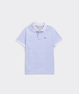 Polos Vineyard Vines Edgartown Pique Polo Niños Blancos Turquesa | YWG-257486