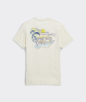 Tees Vineyard Vines Bamboo Vines Corta-Sleeve Dunes Tee Hombre Pina Colada Heather | RAN-084716