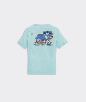 Tees Vineyard Vines Baseball Whale Corta-Sleeve Pocket Tee Niños Azules | EYZ-428139