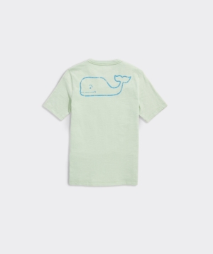 Tees Vineyard Vines Garment-Dyed Vintage Whale Corta-Sleeve Tee Niños Aloe | BHQ-547601