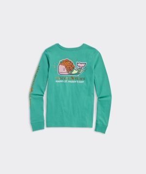 Tees Vineyard Vines Irish Step Dancer Whale Long-Sleeve Pocket Tee Niños Sea Swell | AKZ-697528