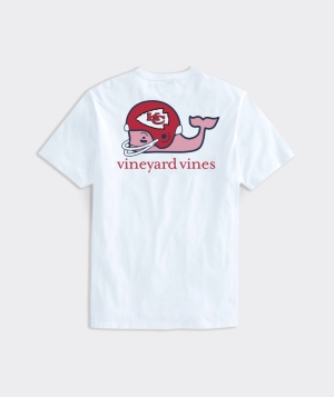 Tees Vineyard Vines Kansas City Chiefs Helmet Whale Corta-Sleeve Pocket Tee Hombre Blancos | KSY-603428