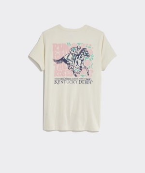 Tees Vineyard Vines Kentucky Derby Run For The Roses Corta-Sleeve Pocket Tee Mujer Pina Colada | VFJ-496512