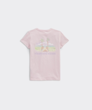 Tees Vineyard Vines Painterly Hammock Palms Corta-Sleeve Pocket Tee Niños Rosas | NZR-742503