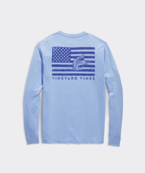 Tees Vineyard Vines Sailfish Flag Long-Sleeve Tee Hombre Azules | GLZ-815409