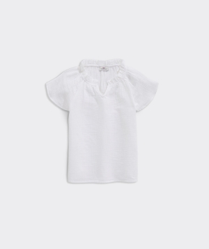 Tees Vineyard Vines Seastitch Gauze Ruffle Top Niños Blancos | OKU-341079