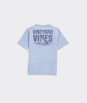 Tees Vineyard Vines Shark Fin Corta-Sleeve Pocket Tee Niños Blancos | HJR-809413