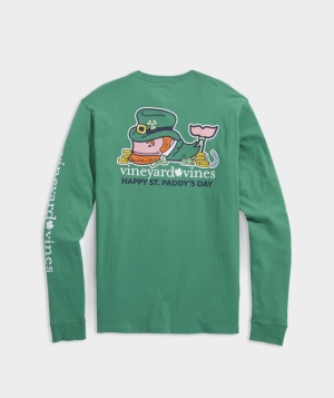 Tees Vineyard Vines St. Patrick's Day Whale Long-Sleeve Pocket Tee Hombre Sea Swell | NUE-457389