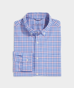 Tops Vineyard Vines On-The-Go brrrº Plaid Shirt Hombre Rosas | QWV-148356