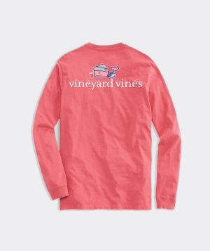 Tops Vineyard Vines Tailgate Whale Long-Sleeve Pocket Tee Hombre Rojos | TPM-819706