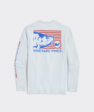 Tops Vineyard Vines Tarpon Catch Long-Sleeve Harbor Performance Tee Hombre Ice Water Heather | CFO-980475