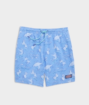 Trajes De Baño Vineyard Vines 7 Inch Printed Chappy Trunks Hombre Turquesa | TOW-684130