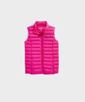 Vests Vineyard Vines Channeled Puffer Vest Niños Rosas | ZDJ-607154